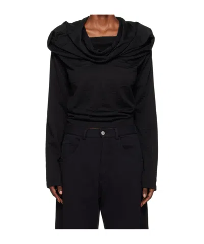 Mm6 Maison Margiela Hooded Long-sleeve Jumper In Black