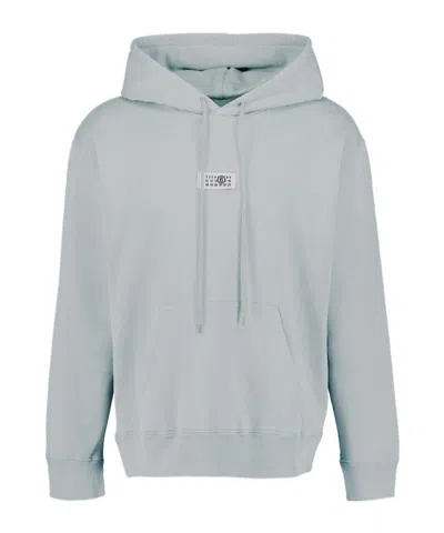 Mm6 Maison Margiela Blue Unbrushed Cotton Hoodie In 500 Ice