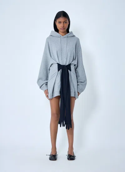 Mm6 Maison Margiela Hooded Sweatshirt With Attached Sash In Blue