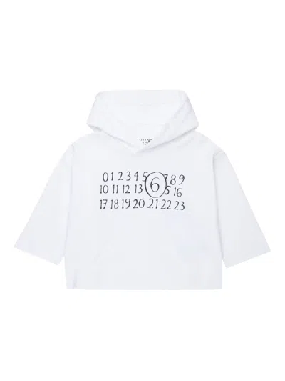 Mm6 Maison Margiela Kids' Graphic Hooded Sweatshirt In White