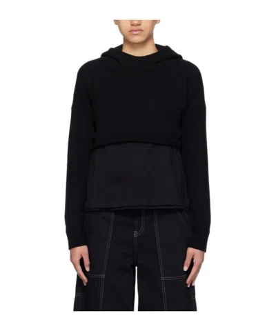 Mm6 Maison Margiela Hooded Wool Sweater In Black