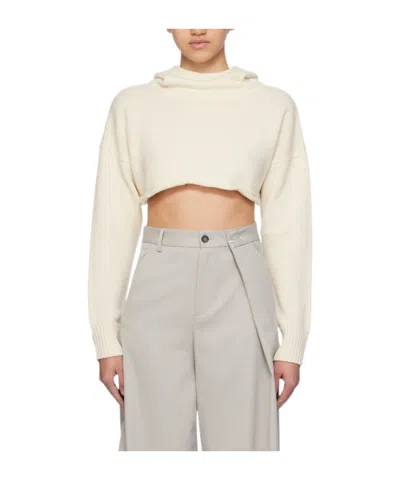 Mm6 Maison Margiela Hooded Wool Sweater In White