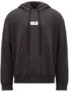 Mm6 Maison Margiela Mm6 By Maison Margiela Emblazoned Black Hoodie With Drawstring And Ribbed Finishes In Black