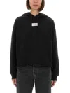 Mm6 Maison Margiela Mm6 By Maison Margiela Relaxed-fit Cotton Hoodie With Adjustable Drawstring In Black