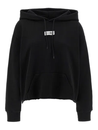 Mm6 Maison Margiela Numbers-appliqué Cotton Hoodie In Black