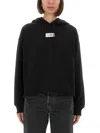 Mm6 Maison Margiela Mm6 By Maison Margiela Relaxed-fit Cotton Hoodie With Adjustable Drawstring In Black
