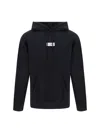 Mm6 Maison Margiela Mm6 By Maison Margiela Emblazoned Black Hoodie With Drawstring And Ribbed Finishes In Black