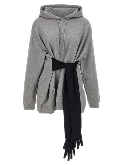 Mm6 Maison Margiela Hoodie Dress With Gloves Dresses Gray In Multi