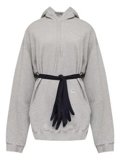 Mm6 Maison Margiela Hoodie Mini Dress In Gray