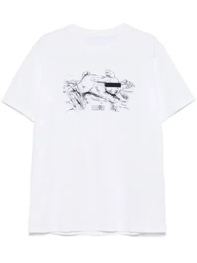 Mm6 Maison Margiela Illustration-print T-shirt In White