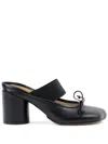 Mm6 Maison Margiela Mm6 By Maison Margiela Anatomical Black Goat Leather Sandals With Bow Detail In Black