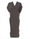 Mm6 Maison Margiela Brown Crepe Draped Midi Dress