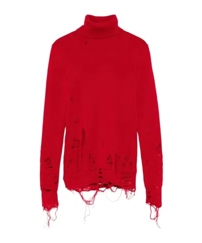 MM6 MAISON MARGIELA MM6 MAISON MARGIELA DISTRESSED ROLL NECK JUMPER