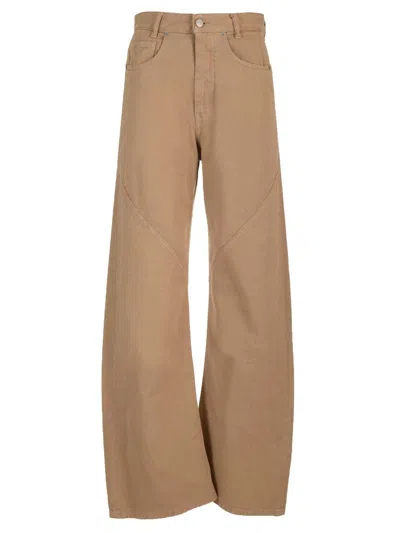Mm6 Maison Margiela In Cotton Twill Trousers Beige In Brown