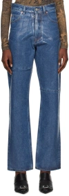 Mm6 Maison Margiela Indigo Coated Jeans In 974 Medium Indigo