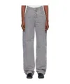 Mm6 Maison Margiela Buttoned Leather-patch Jeans In Gray