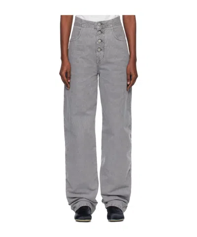 Mm6 Maison Margiela Buttoned Leather-patch Jeans In Multi