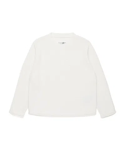 Mm6 Maison Margiela Kids' Intarsia Knit-logo Crew-neck Jumper In White