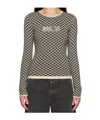 Mm6 Maison Margiela Crewneck Geometric Pattern Knitwear In Black