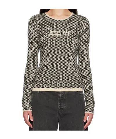 MM6 MAISON MARGIELA INTARSIA-KNIT LONG-SLEEVE T-SHIRT