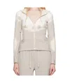 Mm6 Maison Margiela Gray & Off-white Interlock Cotton Jersey Hoodie In Nude