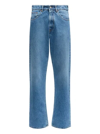 Mm6 Maison Margiela Straight Leg Trousers With Belt Loops In Blue