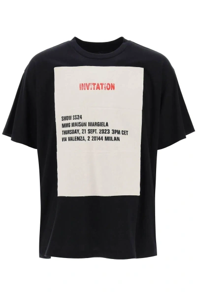 Mm6 Maison Margiela Invitation Print T-shirt With In Black