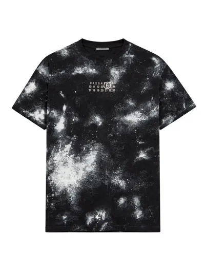 Mm6 Maison Margiela Irregular Painted Short Sleeve T-shirt In Black