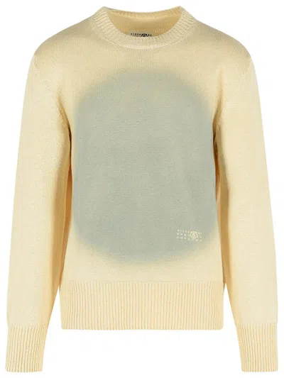 Mm6 Maison Margiela Cotton Blend Sweater Graphic Round Neck In Multi
