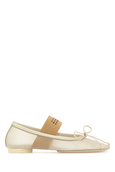 Mm6 Maison Margiela Ivory Mesh Ballerinas In Neutral