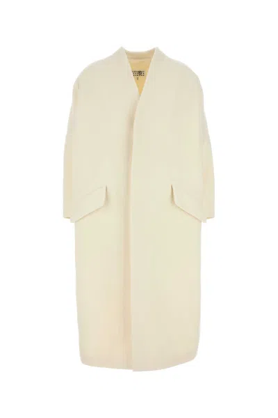 MM6 MAISON MARGIELA IVORY WOOL BLEND COAT