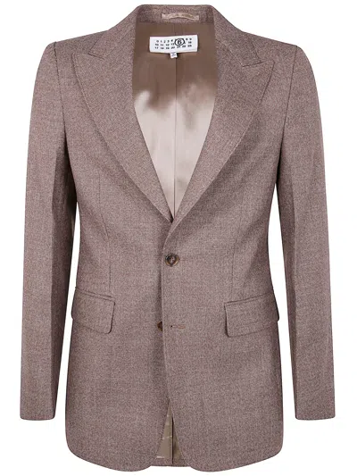 Mm6 Maison Margiela Tailored Jacket With Back Vent And Flap Pockets In Brown