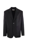 Mm6 Maison Margiela Logo-patch Single-breasted Blazer In Black