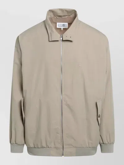 Mm6 Maison Margiela Jacket Elastic Cuffs Side Pockets Stand Collar In Neutral