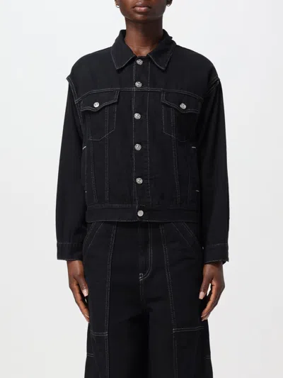 Mm6 Maison Margiela Lurex Stitching Denim Jacket In Negro