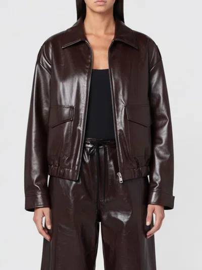 Mm6 Maison Margiela Oversized Faux-leather Jacket In Brown
