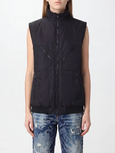 Mm6 Maison Margiela Black Vest With Zip Closure On The Front