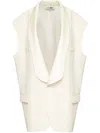 Mm6 Maison Margiela Wool Sleeveless Longline Vest With Shawl Collar In Neutral
