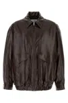 Mm6 Maison Margiela Collared Jacket Elasticated Hem Front Pockets In Brown