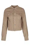 Mm6 Maison Margiela Woman Denim Outerwear Light Brown Size 8 Cotton
