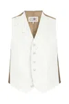Mm6 Maison Margiela Multicolor Stretch Polyester Blend Vest In White