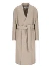 Mm6 Maison Margiela Belted Long Length Jacket With Back Seam In Beige