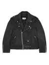 Mm6 Maison Margiela Men's Washed-effect Biker Jacket In Black