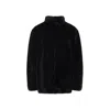 Mm6 Maison Margiela Brown Ecofur Jacket With Stand-up Collar In Black
