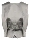 Mm6 Maison Margiela Mm6 By Maison Margiela Satin-finish Grey Gilet With Structured Belt In Gray