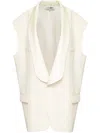 Mm6 Maison Margiela Wool Sleeveless Longline Vest With Shawl Collar In Multicolor