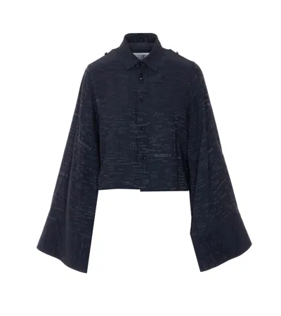 Mm6 Maison Margiela Jacquard Convertible Shirt In Blue
