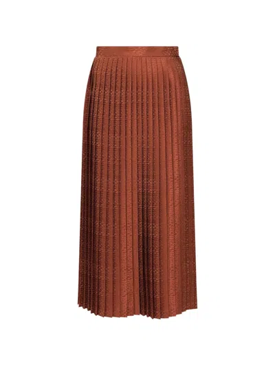 Mm6 Maison Margiela Jacquard Midi Skirt In Brown