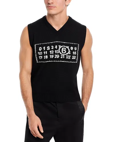 Mm6 Maison Margiela Jacquard Sweater Vest In Black