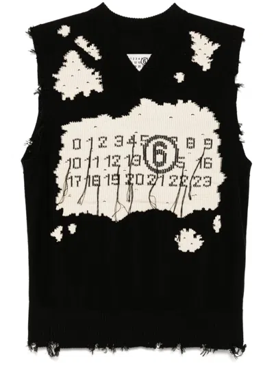 Mm6 Maison Margiela Jacquard Vest In 黑色